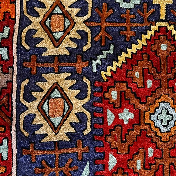 Brand New Hand Embroidery Needle Work Silk Mat Chain Stitch Burlap Rug/Tapestry/ - Picture 6 of 7